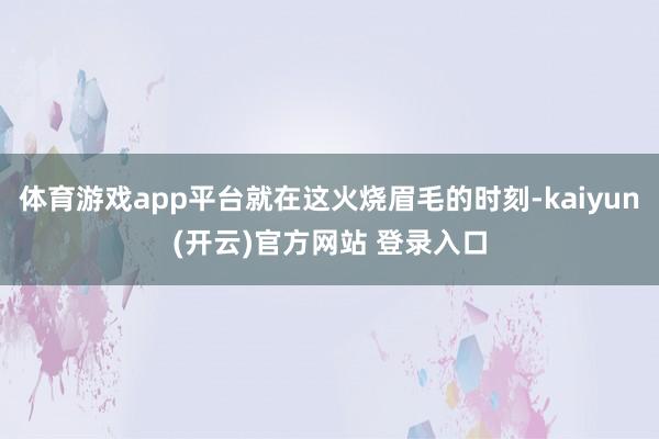 体育游戏app平台就在这火烧眉毛的时刻-kaiyun(开云)官方网站 登录入口