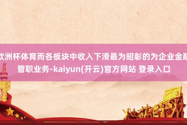 欧洲杯体育而各板块中收入下滑最为昭彰的为企业金融管职业务-kaiyun(开云)官方网站 登录入口