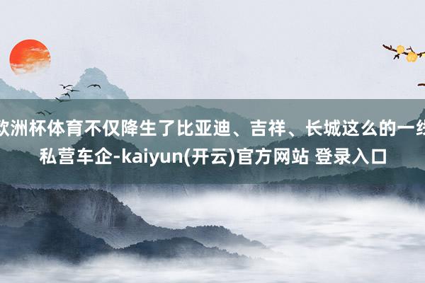 欧洲杯体育不仅降生了比亚迪、吉祥、长城这么的一线私营车企-kaiyun(开云)官方网站 登录入口