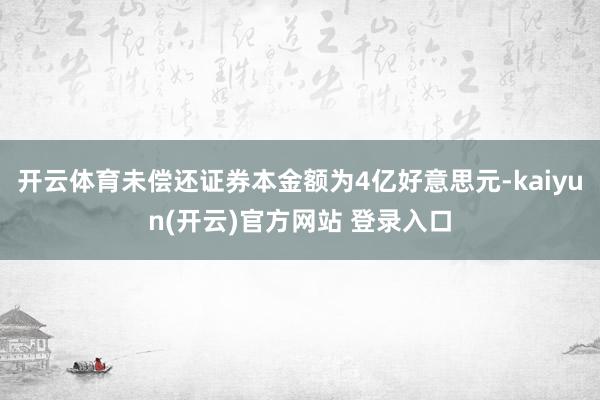 开云体育未偿还证券本金额为4亿好意思元-kaiyun(开云)官方网站 登录入口