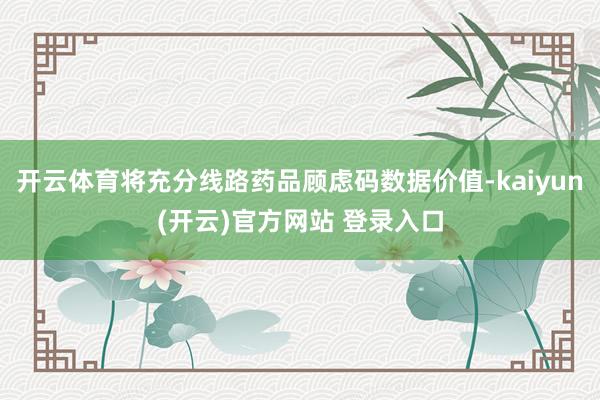 开云体育将充分线路药品顾虑码数据价值-kaiyun(开云)官方网站 登录入口